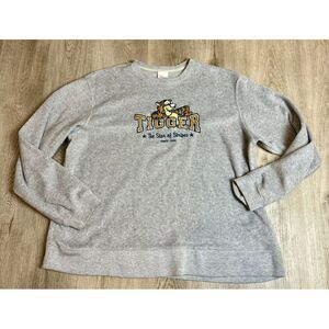 Vintage Disney Tigger The Star Of Stripes Fleece Sweater Adult XL Grey